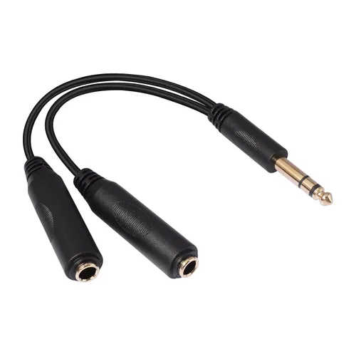 Vista 10 de Conector estéreo TRS macho chapado en oro de 0.250 in 1/4 pulgadas a 2 RCA Phono macho Audio Y Splitter Cable, conector de cable (4.9 ft)