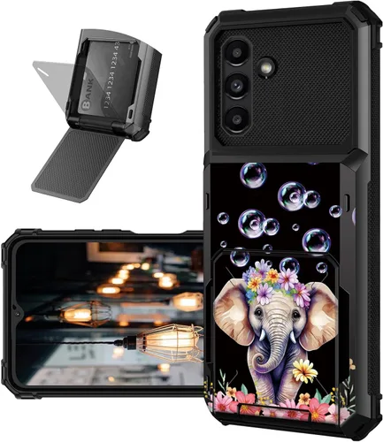 Vista 34 de Funda tipo cartera para Samsung Galaxy A54 5G con ranura para tarjetero, funda con tapa híbrida de doble capa, resistente, a prueba de golpes, funda