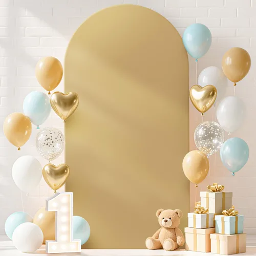 Vista 19 de FUHSY Cubierta de Arco de Boda Beige Cubierta de Arco Tela de Fondo Cubierta de Elastano de Arco de 6 Pies para Pared Arqueada Cubierta de Soporte