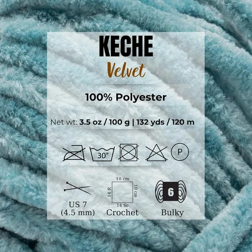 Vista 2 de Keche Hilo para ganchillo, hilo de terciopelo, chenilla suave, manta de bebé voluminosa amigurumi Yarn 3.53 oz (132 yardas) - Arona