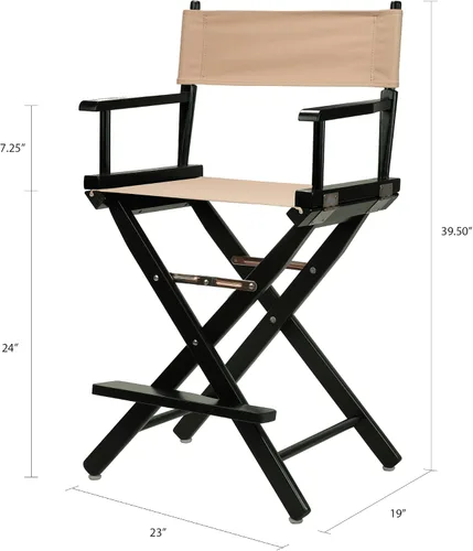 Vista 3 de Casual Home - Silla de director de 24.0 in, marco negro, con lona bronceada, altura de mostrador