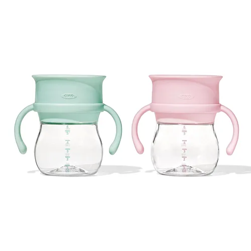Vista 2 de OXO Tot Transitions - Taza de 360 onzas, 6 onzas con asas, ópalo y flor, paquete de 2