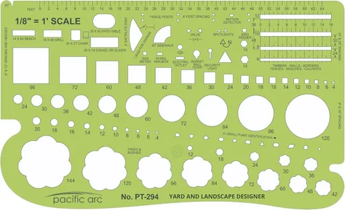 Vista 39 de Guía de plantilla de círculos Pacific Arc, 40 círculos perfectos desde 1/32 hasta 1 5/8 pulgadas con graduaciones en pulgadas y métricas