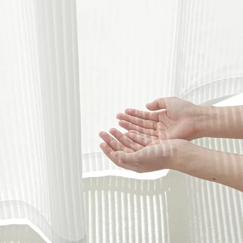 Vista 10 de NICETOWN Cortinas Transparentes a Rayas Blancas de 96 Pulgadas de Largo para Sala de Estar 2 Paneles, Tratamiento de Ventana Semi Chiffon con Ojales