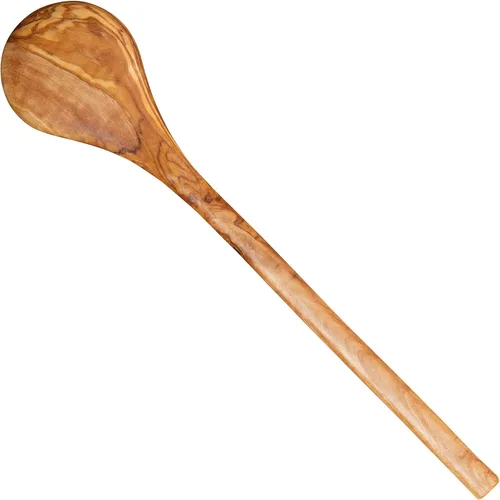 Vista 3 de Cuchara redonda de madera de olivo Tramanto, hermosa tallada a mano para mezclar, agitar y servir, 12 pulgadas