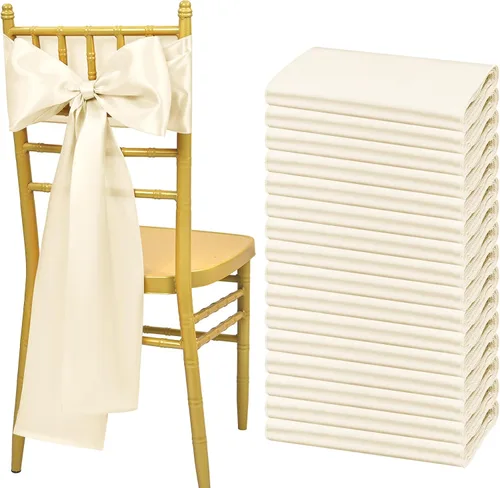 Vista 27 de Showgeous 60 cintas de satén color burdeos para decoración de sillas de recepción de boda, lazos para sillas de 7 x 78 pulgadas para banquetes