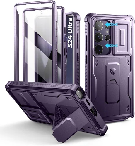 Vista 15 de Dexnor Funda para Samsung Galaxy S24 con Cubierta Deslizante Integrada para Cámara y Protector de Pantalla y Soporte, Funda Resistente a los Golpes