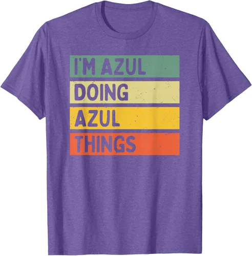 Vista 7 de Camiseta divertida con cita personalizada con texto en inglés "I'm Azul Doing Azul Things