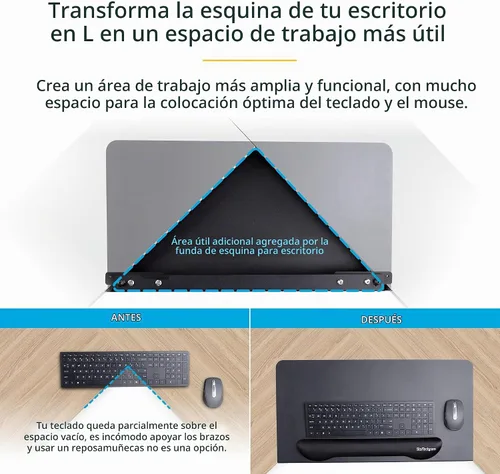 Vista 3 de StarTech Funda de esquina de escritorio de acero con abrazadera para escritorio en forma de L/esquina, para escritorios de 0.5-1.5 pulgadas