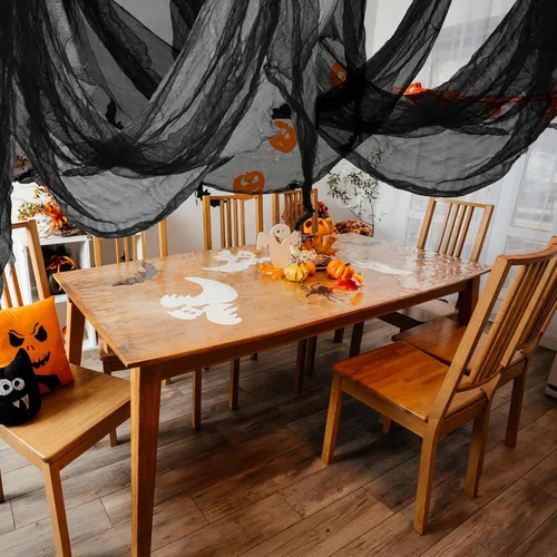 Vista 7 de NEBURORA Tela espeluznante de Halloween de 200 x 85 pulgadas para decoración de fiesta de casa embrujada para Halloween, decoración de habitación