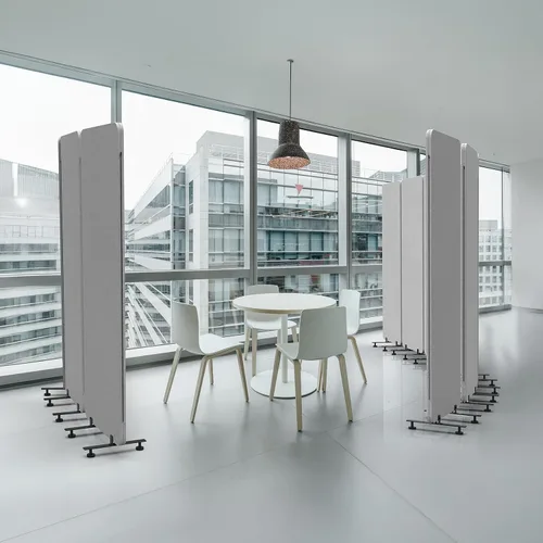 Vista 8 de VINGLI Divisor de habitación con pantalla, partición de privacidad independiente, paneles conectados con cremallera con ruedas, separador de espacio