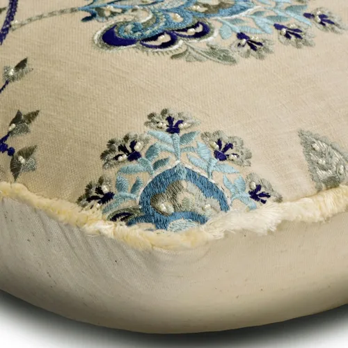 Vista 152 de The HomeCentric Funda de almohada con cremallera, funda de cojín azul de 12 x 12 pulgadas, funda de cojín de algodón bordado para sofá, diseño