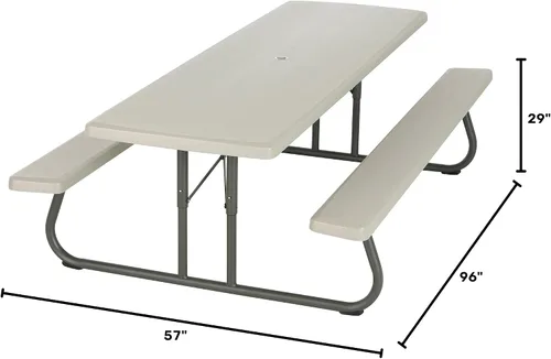 Vista 9 de Lifetime 80123 Mesa de picnic plegable y bancos, 8 pies