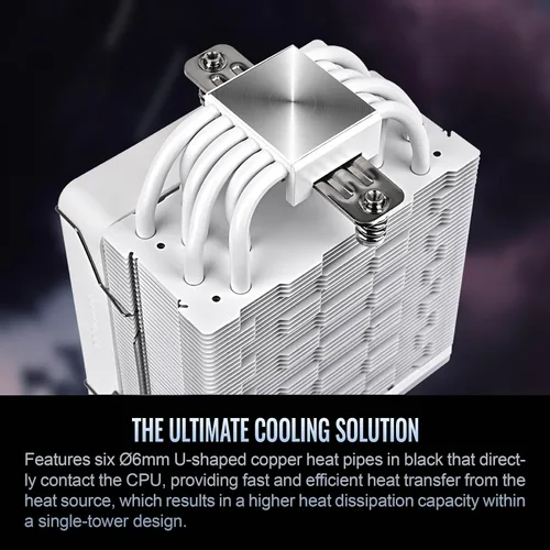 Vista 5 de Thermaltake Enfriador de CPU ASTRIA 400 ARGB; 6 tubos de calor de cobre; ventilador PWM de 4.724 in; 500 ~ 1800 RPM; Torre individual; Intel/AMD