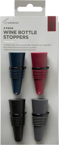 Vista 4 de Rabbit Tapones para botellas, juego de 4, multicolor y sellador de champán y vino (negro terciopelo)