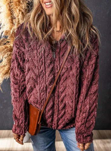 Vista 2 de Dokotoo Chaquetas ligeras de otoño para niñas, con cremallera, de manga larga, bolsillos laterales, abrigos de talla grande, holgados, color rojo