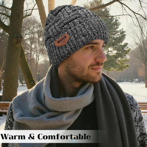 Vista 123 de Loritta Gorro de invierno cálido de punto grueso y holgado para hombre