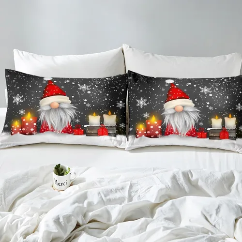 Vista 7 de Feelyou Juego de ropa de cama de Navidad gris para niños, tamaño individual, funda de edredón enana de Navidad para niños, niñas, adolescentes