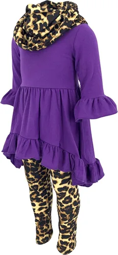Vista 2 de Unique Baby Conjunto de leggings con ribete de entrepierna para el día de San Valentín para niñas
