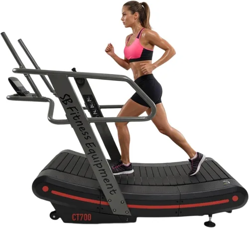 Vista 5 de SB Fitness Equipment CT700 - Cinta de correr de ejercicio comercial curvada autogenerada con 8 niveles de resistencia y pantalla digital frontal