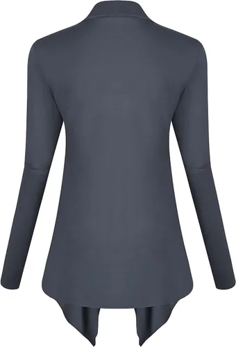 Vista 3 de Urban CoCo Cárdigan abierto frontal para mujer, manga larga, dobladillo irregular