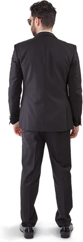 Vista 5 de AZAR MAN Traje de esmoquin Slim Fit 2 Botón 3 piezas de solapa de muesca de satén 4030