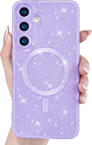 Vista 20 de Svanove Funda magnética con purpurina para Samsung Galaxy S22, compatible con Magsafe Cute, brillante, brillante, estética, dura y brillante