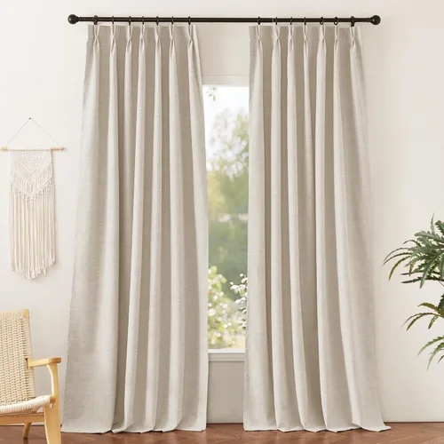 Vista 147 de RYB HOME Cortinas de lino texturizado 100% opacas de 84 pulgadas de largo, aislamiento térmico, privacidad, ahorro de energía para dormitorio, sala