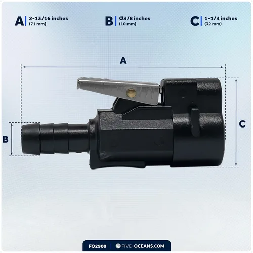 Vista 7 de Five Oceans Conector de extremo de tanque de combustible hembra de púas de 3/8 pulgadas compatible con Mercury (Post-1998), reemplaza la pieza