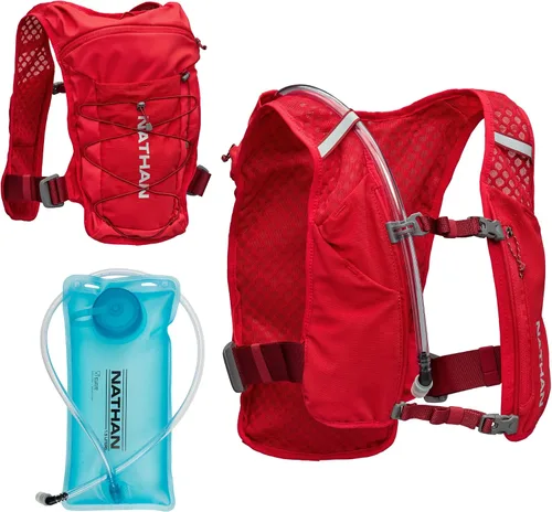 Vista 11 de Nathan QuickStart - Chaleco de hidratación con vejiga o frascos, bolsillos de almacenamiento, tela transpirable que absorbe la humedad, correas