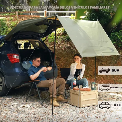 Vista 8 de Toldo Portátil para Coche para SUV, Toldo para Vehículo para Furgoneta de Camping, Camión, No Necesita Herrajes de Portaequipajes del Techo