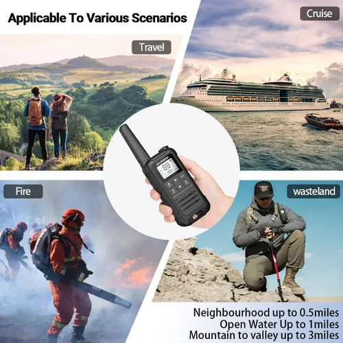 Vista 7 de Baofeng F22 - Walkie Talkies recargables de largo alcance para adultos, radio FRS de mano, paquete de 4 unidades de radio portátil de 2 vías, cable