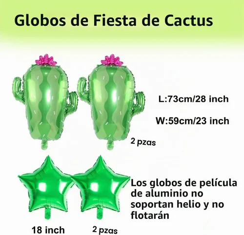 Vista 2 de Decoraciones de fiesta de cactus suculenta para fiesta de cumpleaños con globos de cactus, guirnalda, arco de plantas, globos de aluminio