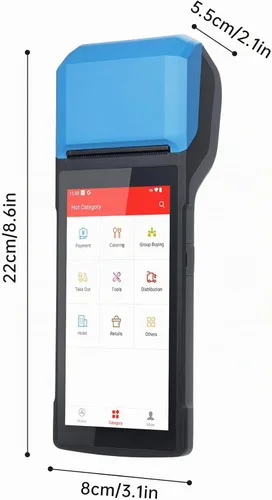 Vista 8 de Bisofice PDA portátil 4G POS Android 13.0 impresora de recibos 2GB+16GB, cámara 5M, escáner de código de barras 1D 2D, conexión de red completa
