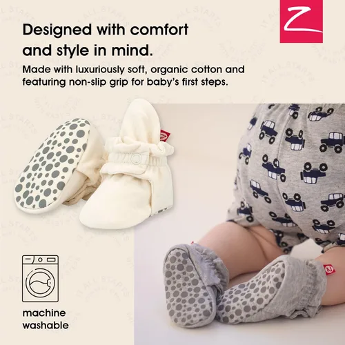 Vista 2 de Zutano Botines unisex de algodón orgánico con suela de agarre