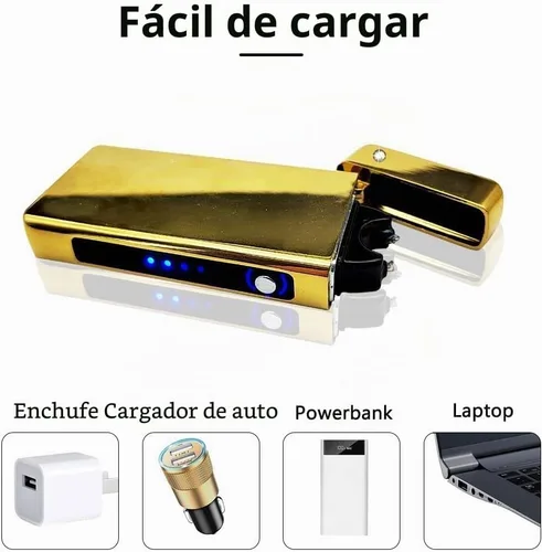 Vista 6 de GADATOP Encendedor eléctrico a prueba de viento, encendedores de plasma alto con carga USB, encendedor de arco de metal de lujo para regalos