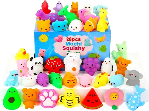 Vista 8 de 100 Pcs Mochi Squishy Fidget Toy, Mini Squishies Bulk Party Favors for Kids Animal/Fruit
