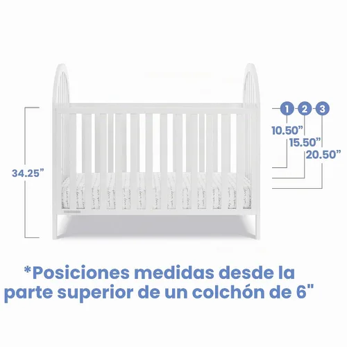 Vista 6 de Delta Children Milano - Cuna convertible 4 en 1, certificada Greenguard Gold, color blanco Bianca