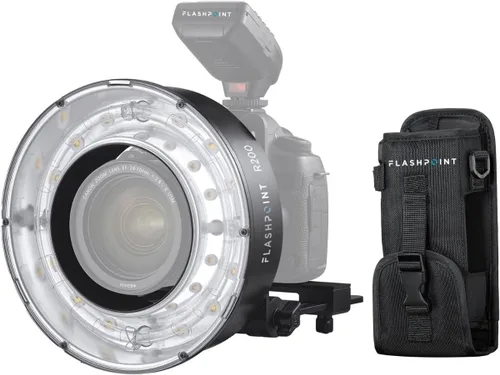 Vista 8 de Flashpoint Cabezal de flash de anillo R200 para flash de bolsillo eVOLV200 y eVOLV200 Pro, anillo de luz ultra potente de 200 vatios con lámpara