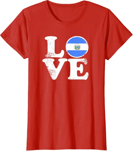 Vista 81 de Love El Salvador Flag tShirt Home Pride Distressed Tee T-Shirt