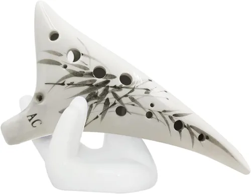 Vista 3 de SENHAI Instrumento Ocarina de 12 agujeros, instrumento musical Ocarina de cerámica con partitura musical, cordón y bolsa protectora de regalo