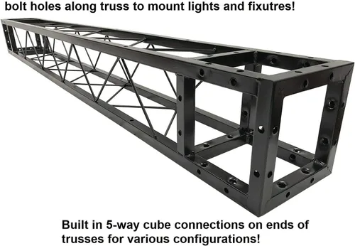 Vista 2 de Braguero de arco de metal cuadrado negro de 8 pies de ancho 7 pies de altura Sistema de iluminación DJ portátil Conexiones de pernos simples móviles