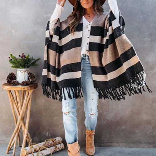 Vista 2 de Suéter de punto de pashmina de moda para mujer
