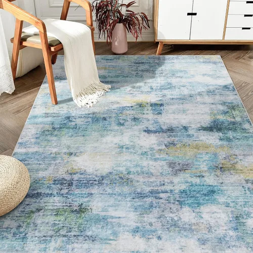 Vista 36 de Auemtyn Alfombra de área de 8 x 10 pies para sala de estar, alfombra lavable con parte trasera antideslizante, alfombra de pelo bajo para gris