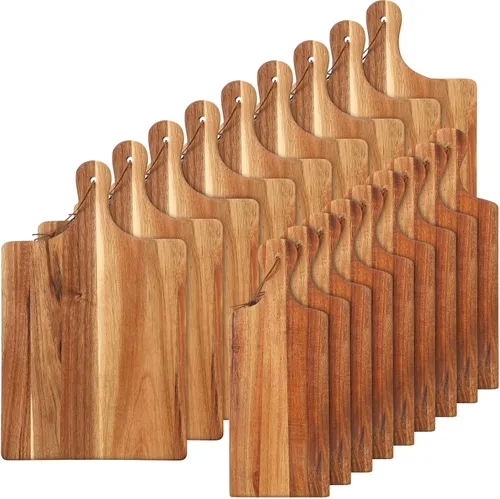 Vista 9 de Tanlade Juego de 6 tablas de cortar de madera con asa, tabla de cortar para servir, bloque de corte de carnicero para San Valentín, Día de la Madre