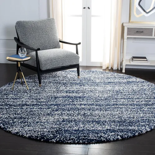 Vista 28 de SAFAVIEH Hudson Shag Collection - Alfombra decorativa de 2 x 3 pies, color marfil y azul marino, no desprende pelusa y de fácil cuidado, 2 pulgadas
