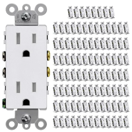 Vista 11 de CML - Paquete de 50 tomas de corriente de 15 amperios resistentes a manipulaciones, certificación UL Decorator Electrical Outlets, 15A/125V, NEMA