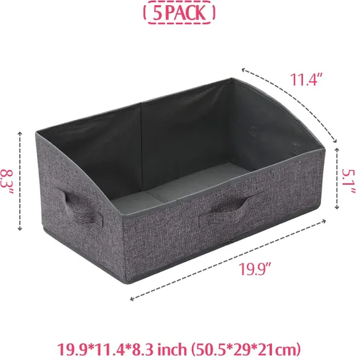 Vista 2 de TENABORT Paquete de 5 contenedores trapezoidales grandes plegables con asa, organizador de almacenamiento de tela, contenedores de tela, caja