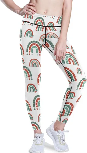 Vista 6 de JUNZAN Christmas Rainbow Yoga Leggings for Women Lightweight Comfy Pants for Sports Fitness XS