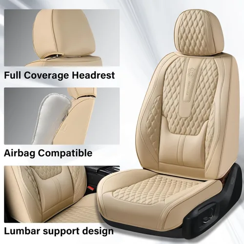 Vista 3 de Coverado Fundas de asiento delantero, fundas de asiento delantero de automóvil, fundas de asiento de piel de napa para automóviles, fundas